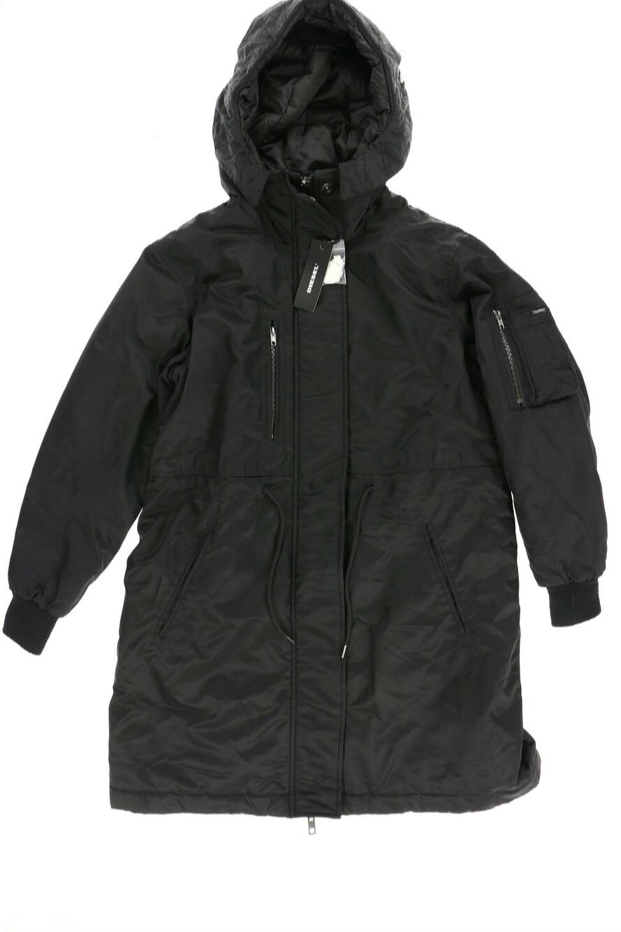 Diesel Womens R-RAIKA Hooded Parka Jacket Solid Black Size Small